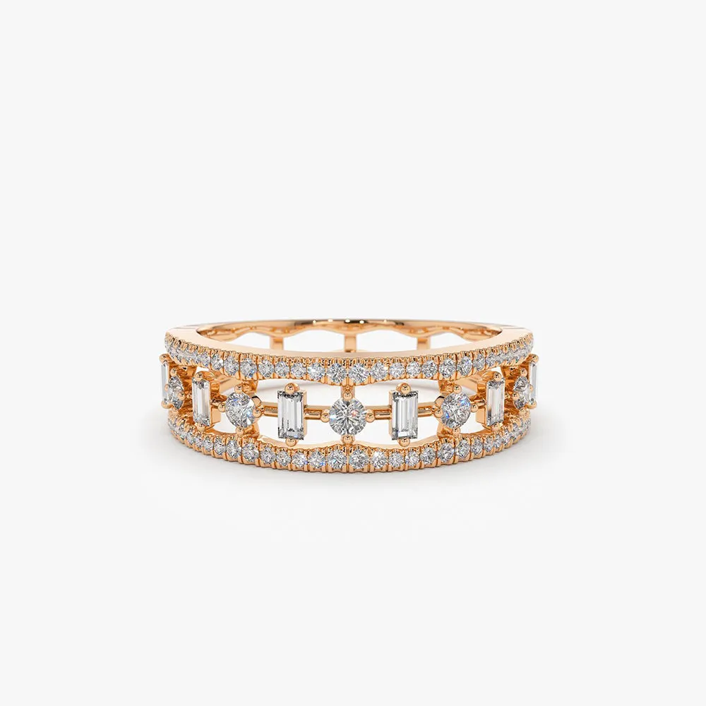14K Unique Baguette Diamond Wedding Ring