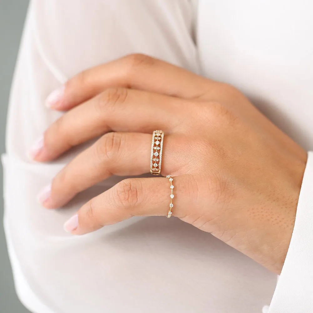 14K Unique Baguette Diamond Wedding Ring