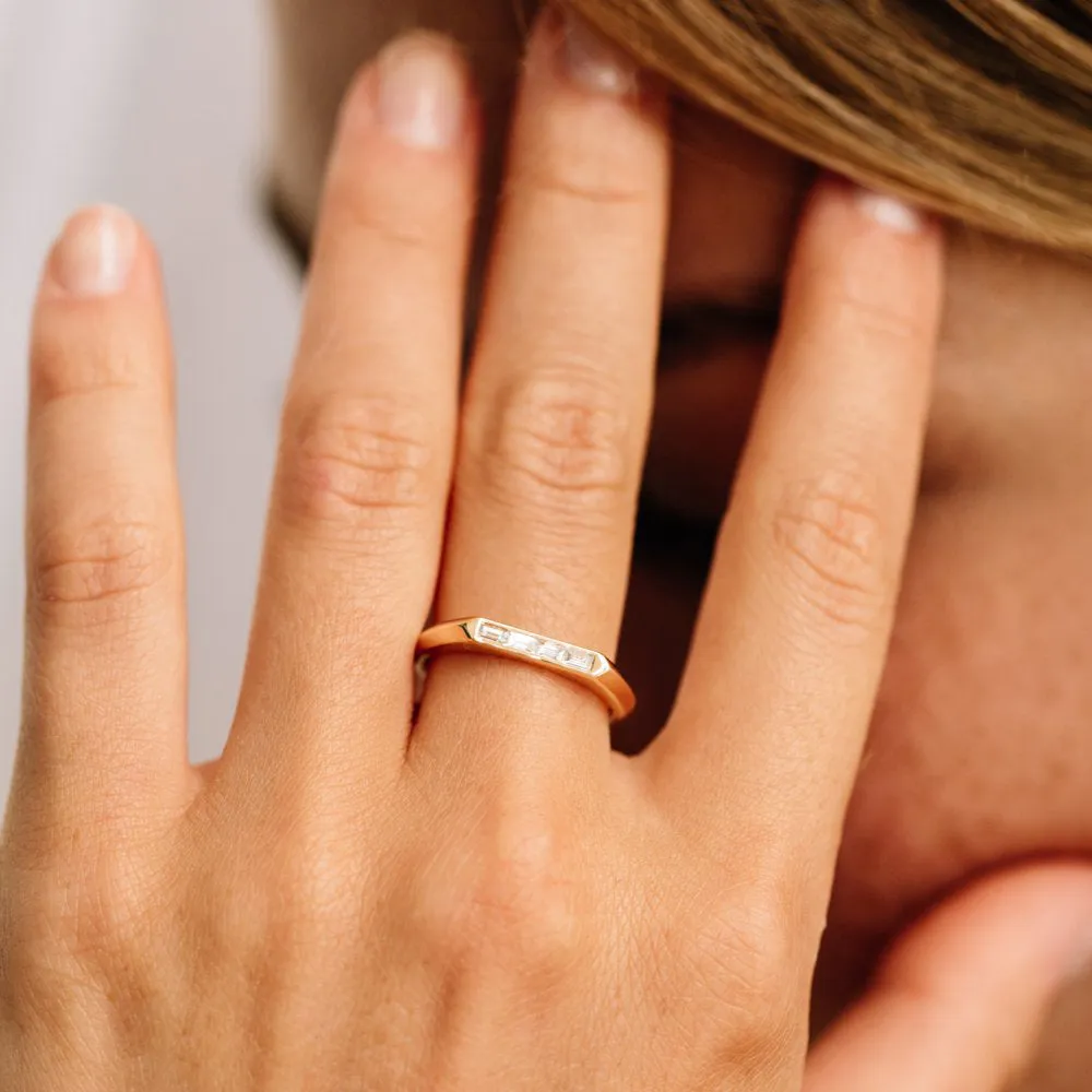 14k Unique Baguette Stackable Ring