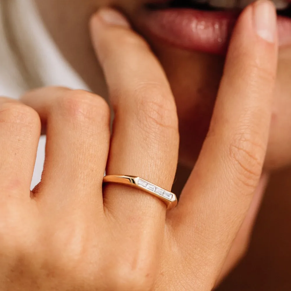 14k Unique Baguette Stackable Ring