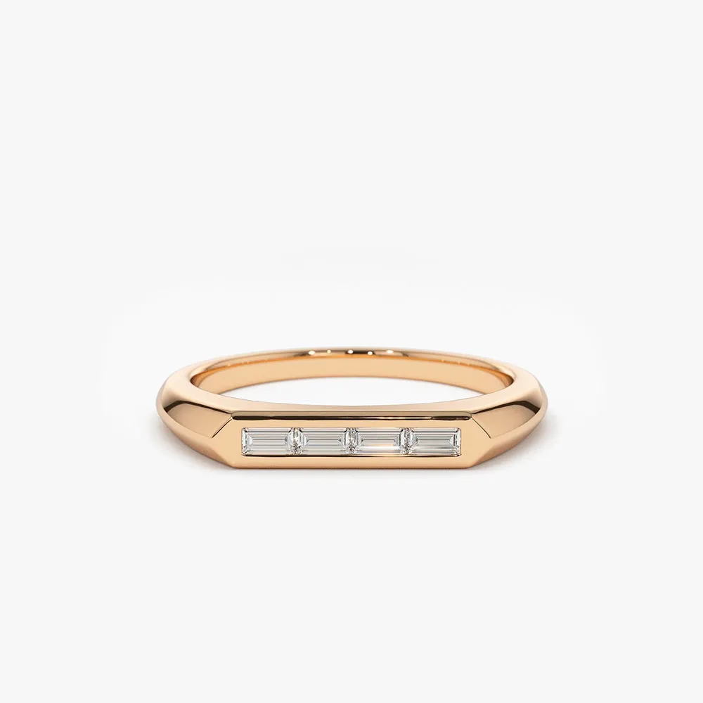 14k Unique Baguette Stackable Ring