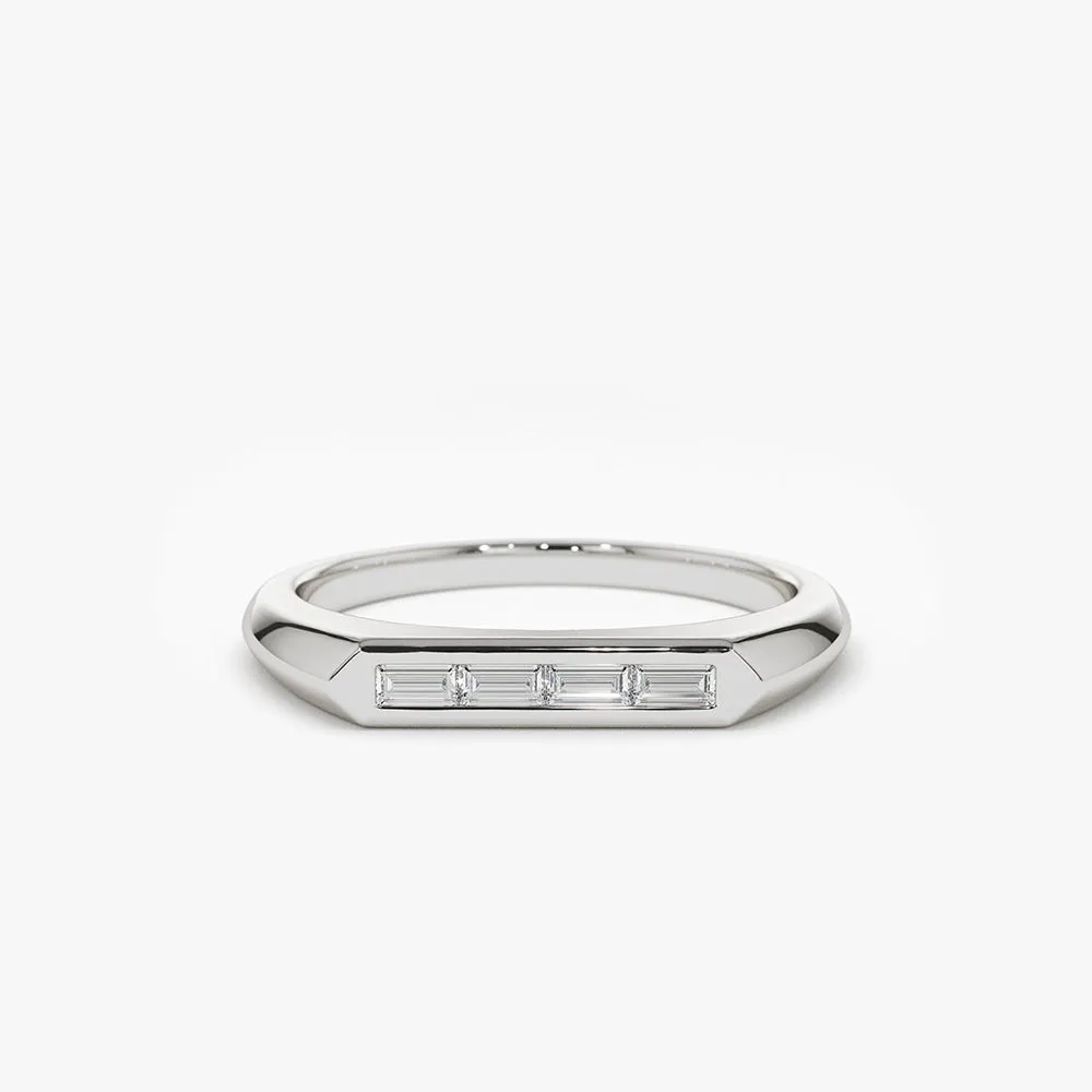 14k Unique Baguette Stackable Ring