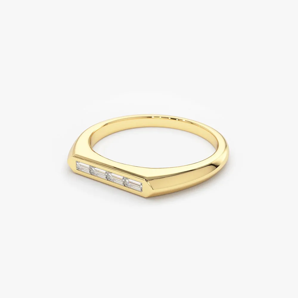 14k Unique Baguette Stackable Ring