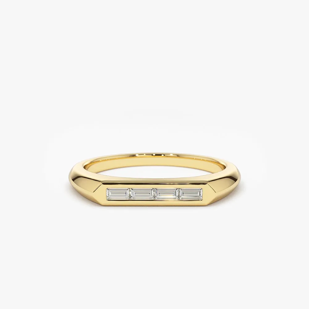 14k Unique Baguette Stackable Ring