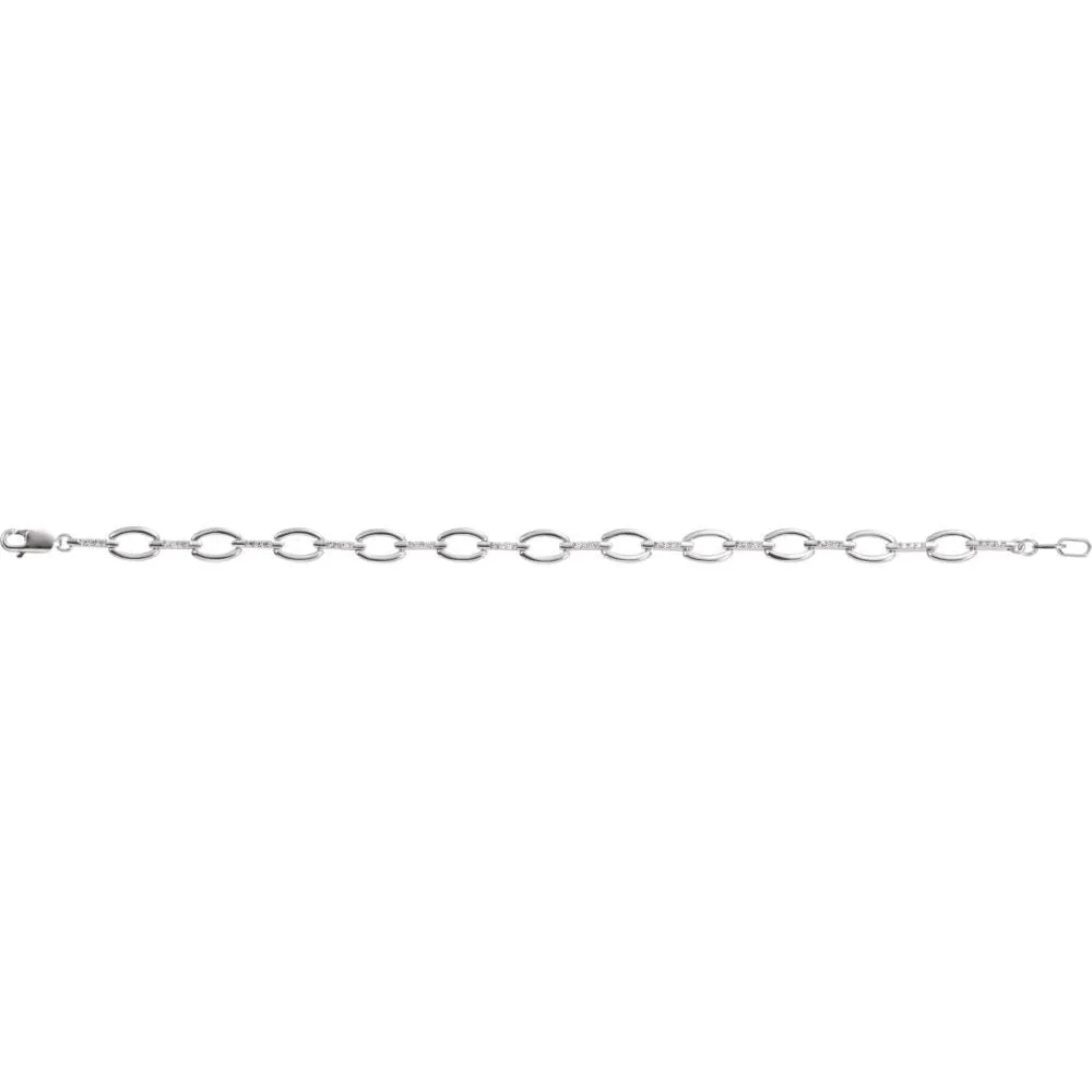 14k White Gold 1/5 CTW Diamond Link 7.5" Bracelet