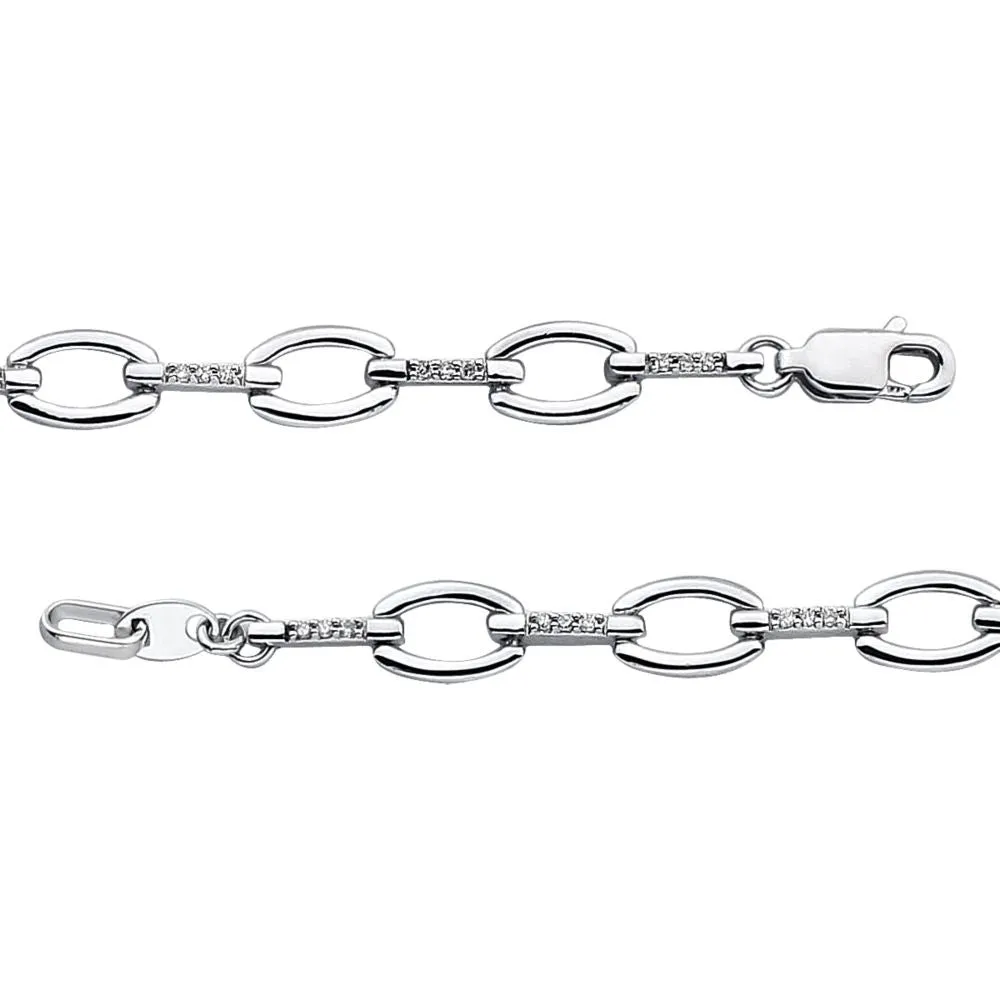 14k White Gold 1/5 CTW Diamond Link 7.5" Bracelet