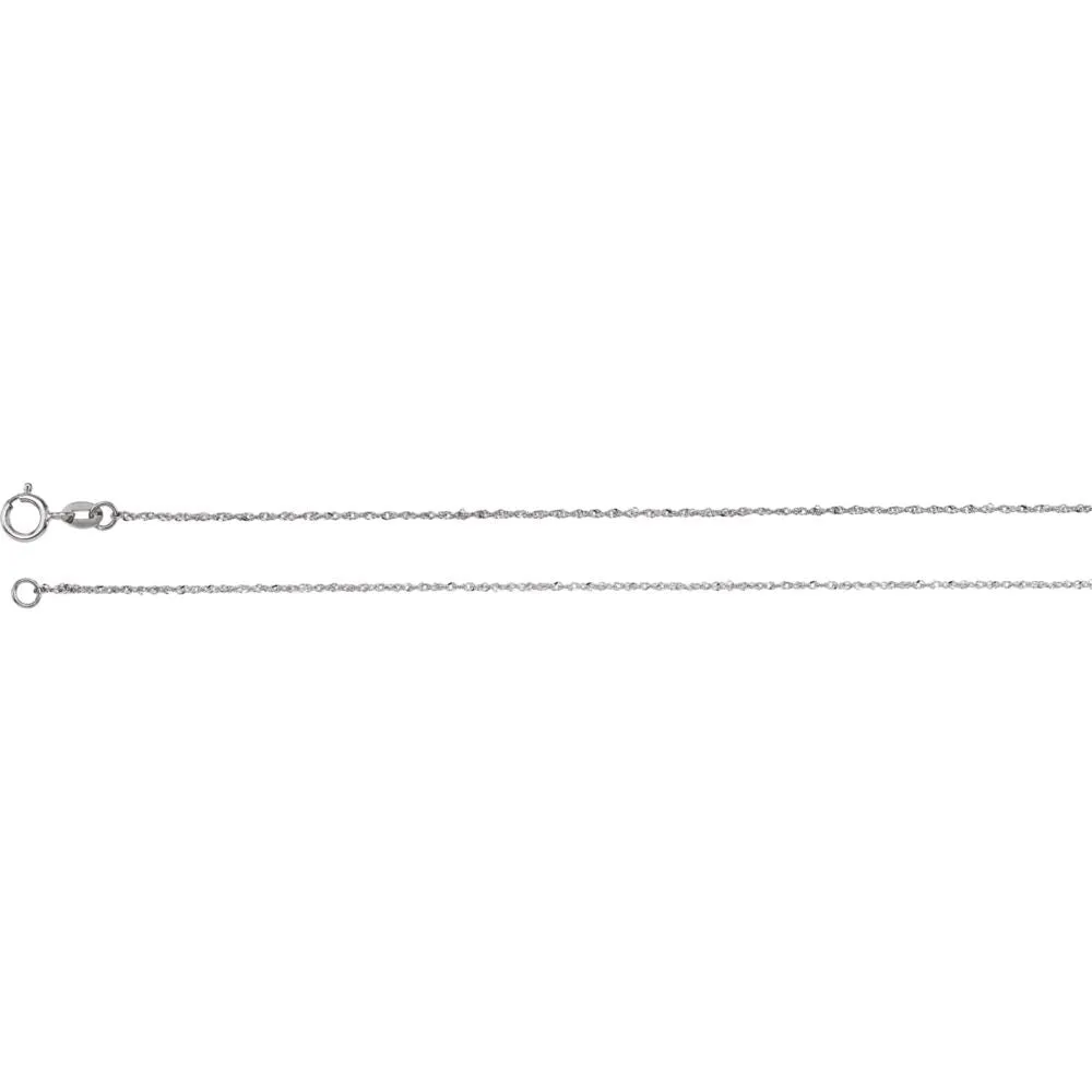 14k White Gold .50mm Diamond Cut Singapore 7" Chain