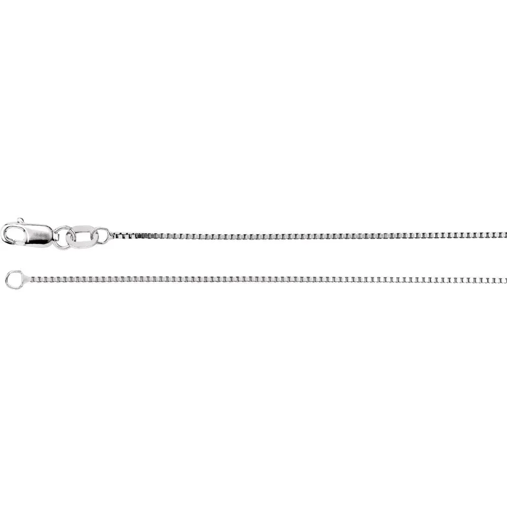 14k White Gold .75mm Box 7" Chain