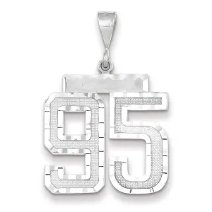 14k White Gold Diamond Cut Finish Large Size Number 95 Charm Pendant