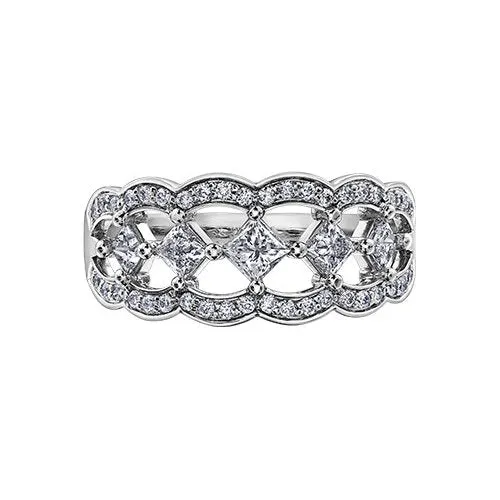 14K White Gold Maple Leaf (0.75ct) Princess Cut Canadian Diamond Fancy Statement Ring