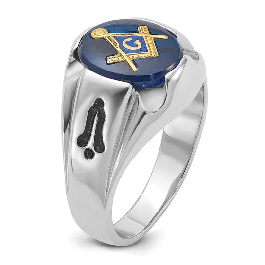 14k White Gold Men's Masonic Ring