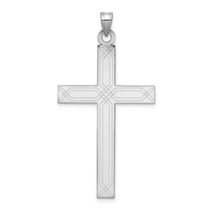 14k White Gold Solid Cross Pendant