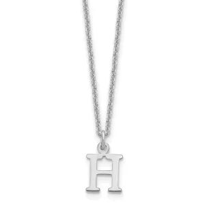 14k White Gold Tiny Cut Out Block Letter H Initial Pendant and Necklace