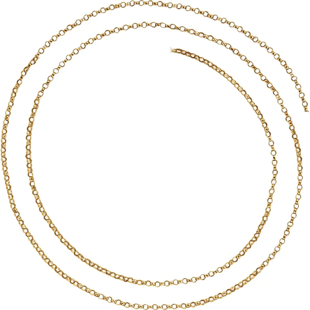 14k Yellow Gold 1.5mm Hollow Belcher Rolo 7" Chain