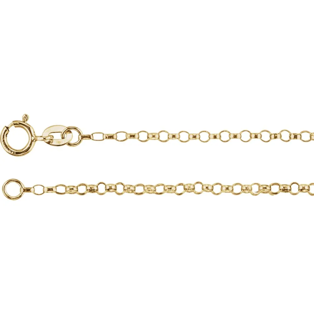 14k Yellow Gold 1.5mm Hollow Belcher Rolo 7" Chain