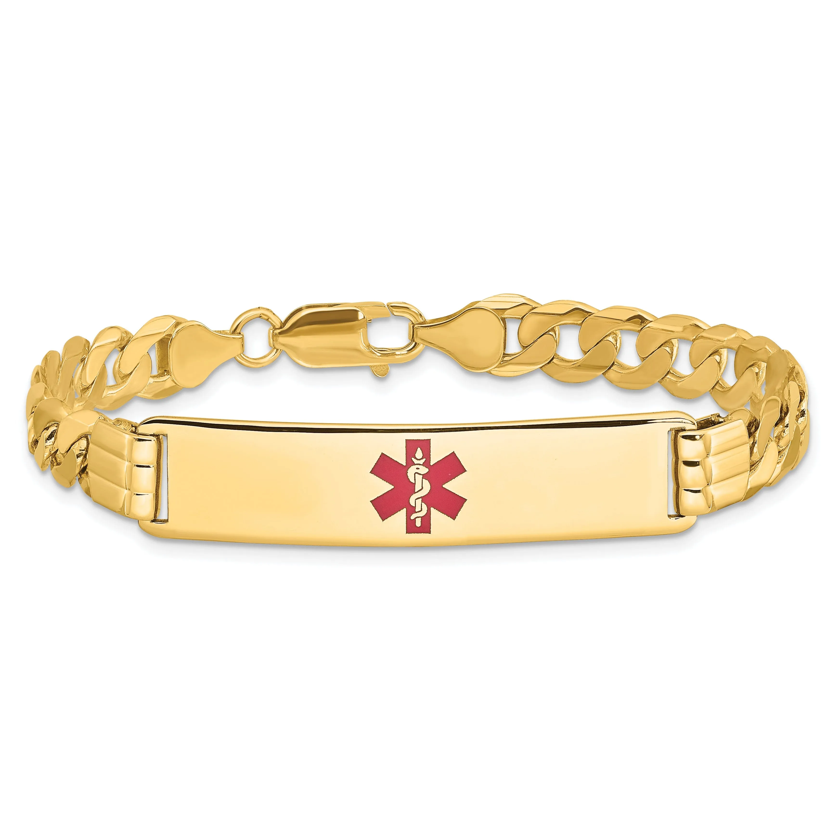 14K Yellow Gold Curb Link Medical ID Bracelet