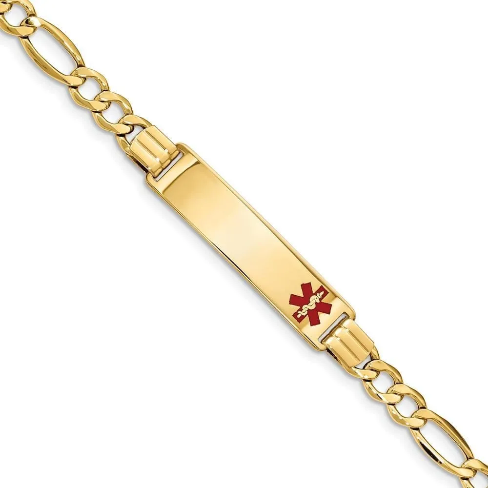 14K Yellow Gold Figaro Link Medical ID Bracelet