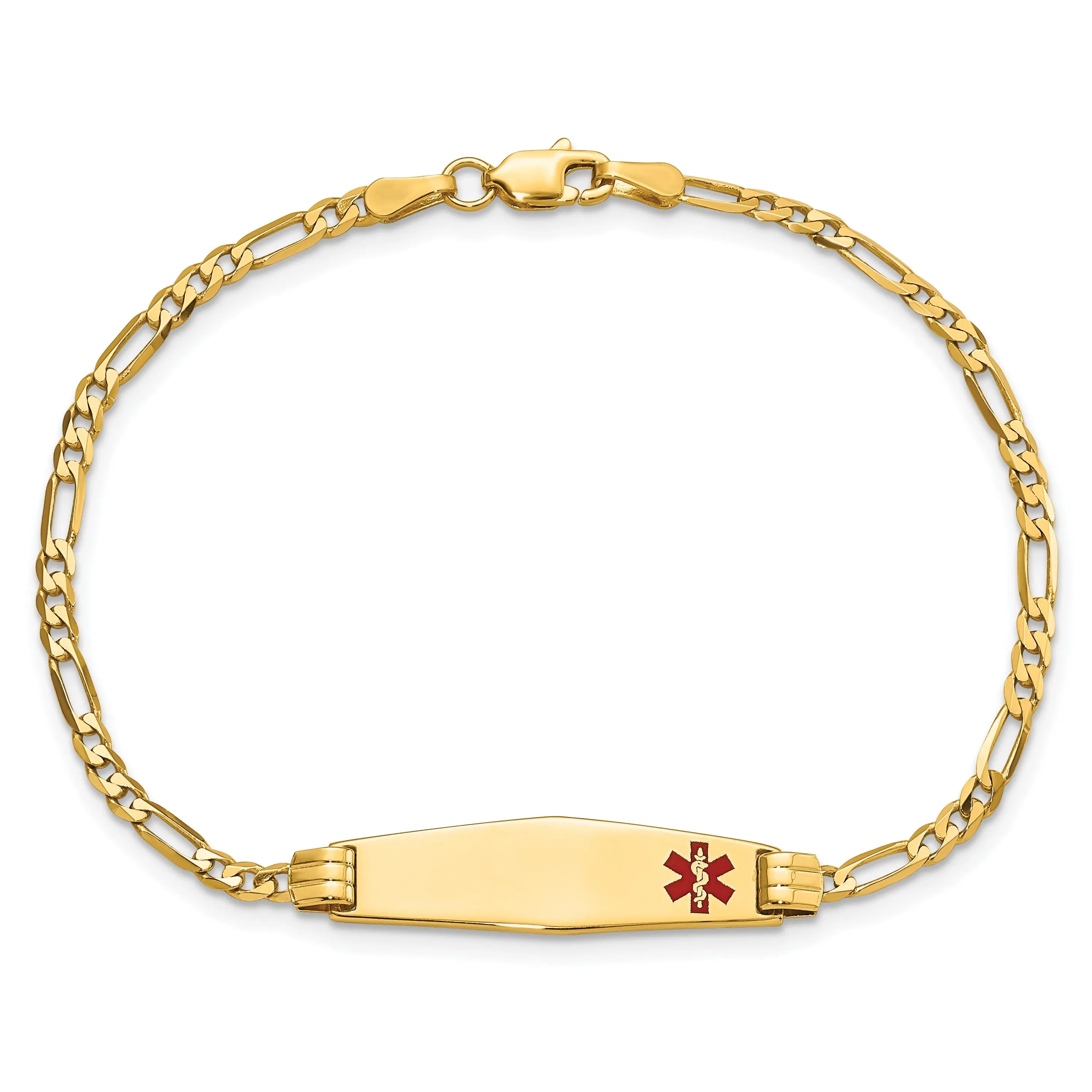 14K Yellow Gold Figaro Link Medical ID Bracelet