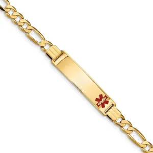 14K Yellow Gold Figaro Link Medical ID Bracelet