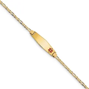 14K Yellow Gold Figaro Link Medical ID Bracelet