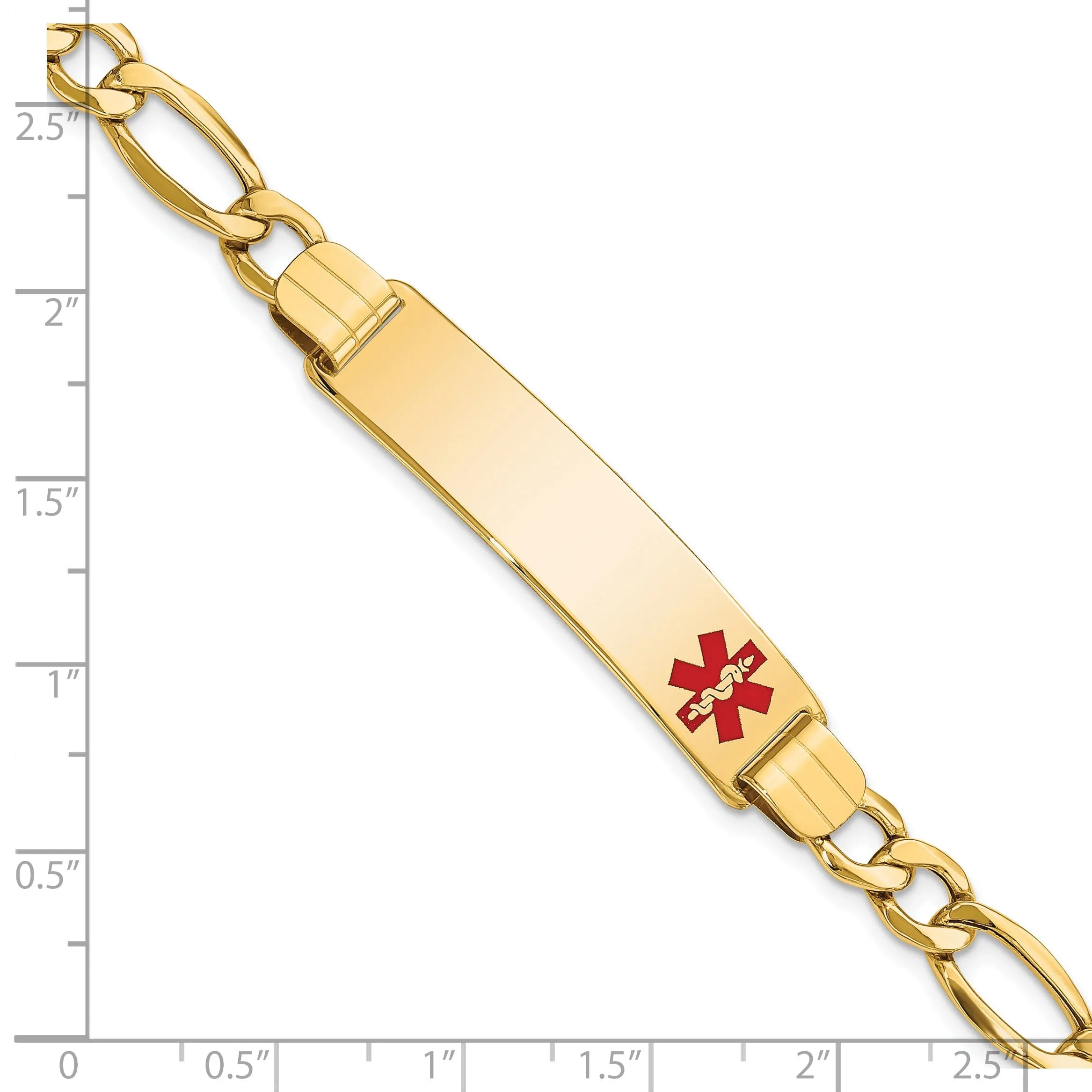 14K Yellow Gold Figaro Link Medical ID Bracelet