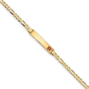 14K Yellow Gold Figaro Link Medical ID Bracelet