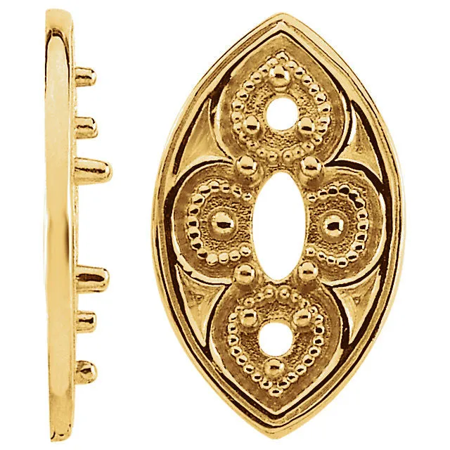 14k Yellow Gold Marquise Shaped Trim for Marquise Center Stone