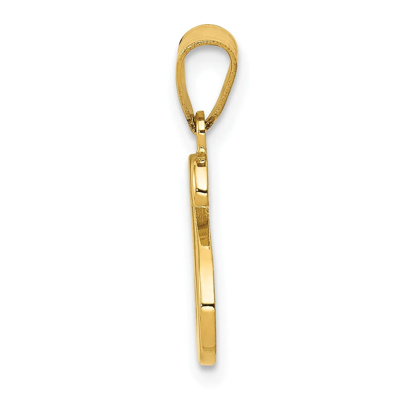 14K Yellow Gold Medium Size Script Design Letter S Initial Pendant