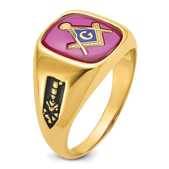 14k Yellow Gold Men's Masonic Ring