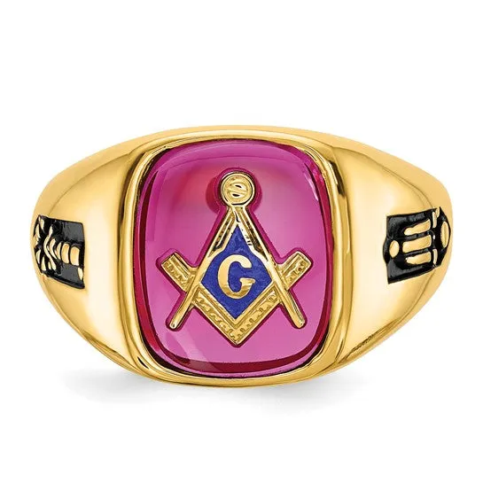 14k Yellow Gold Men's Masonic Ring