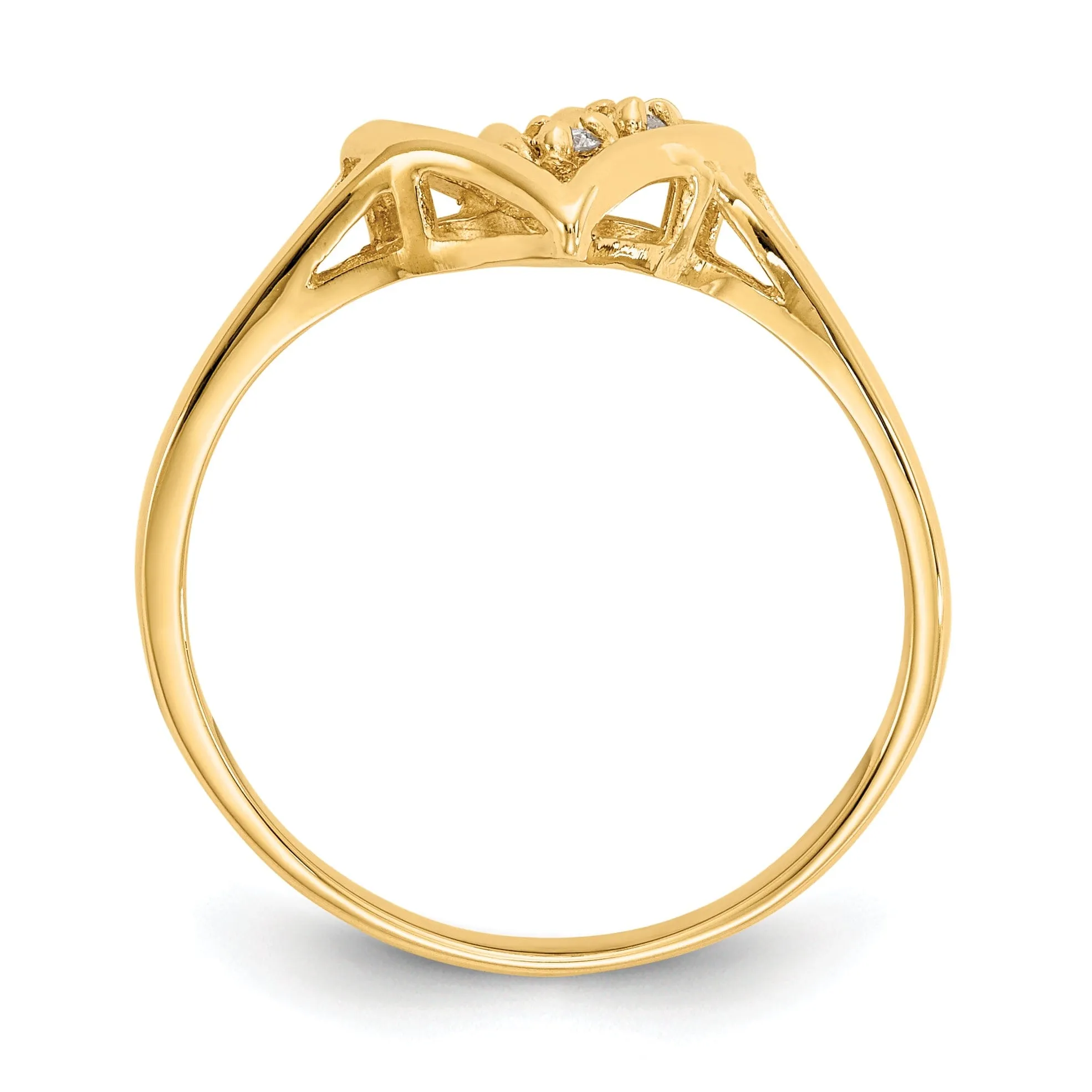 14k Yellow Gold Polished Diamond Heart Ring