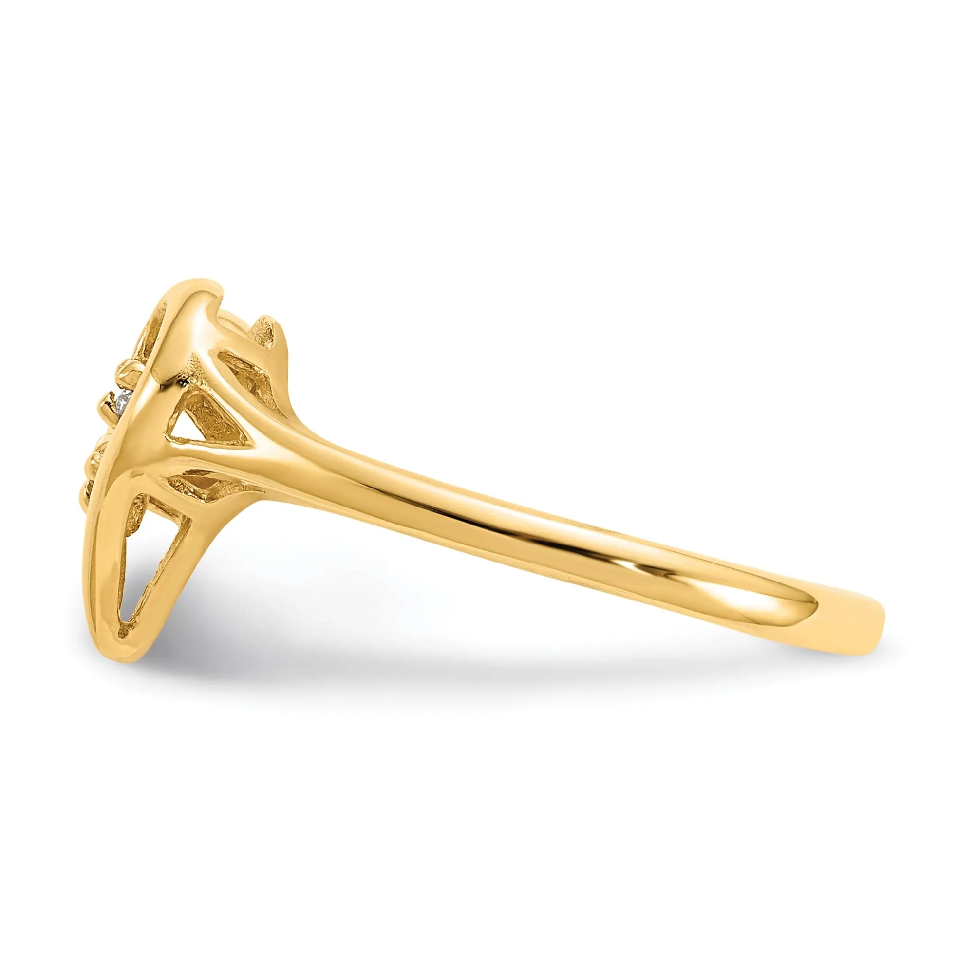 14k Yellow Gold Polished Diamond Heart Ring