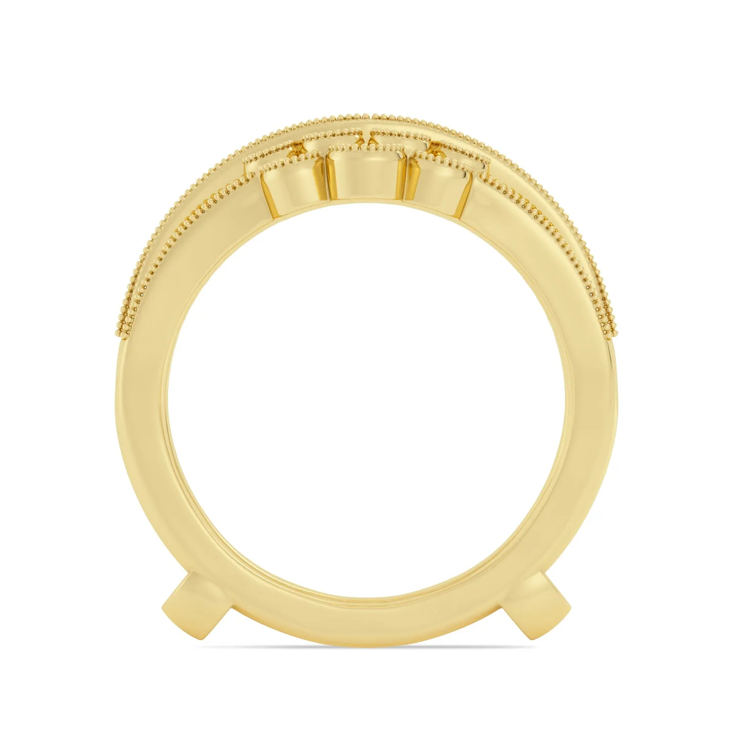 14K Yellow Gold Round Diamond Crown Shape Jacket Band
