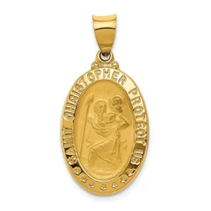 14k Yellow Gold Saint Christopher Medal Pendant