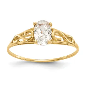 14k Yellow Gold White Spinel Ring