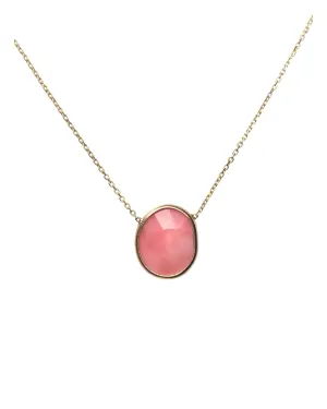 14kt yellow gold pink opal necklace