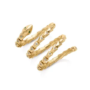 14KY Diamond and Emerald Flex Snake Ring
