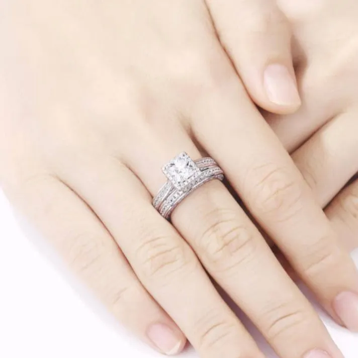 1.5 Ct Princess Cut Diamond Bridal Set