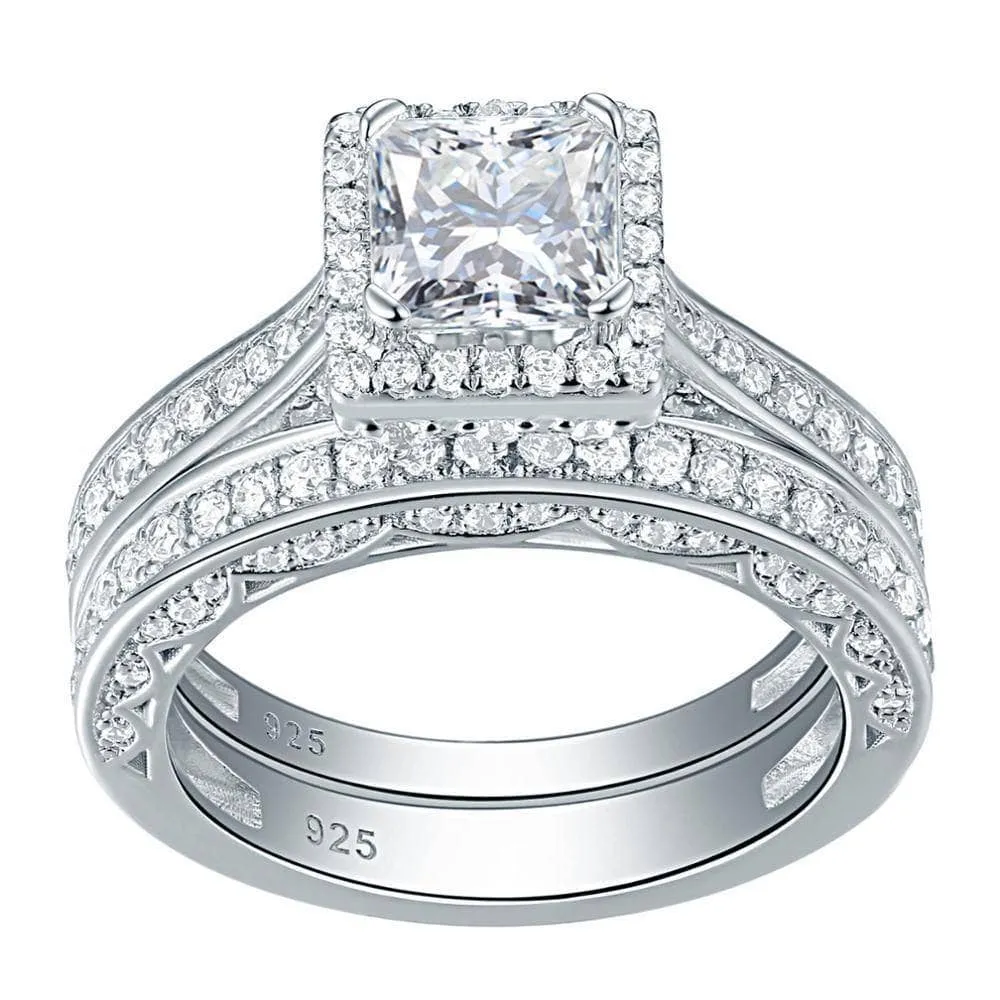 1.5 Ct Princess Cut Diamond Bridal Set