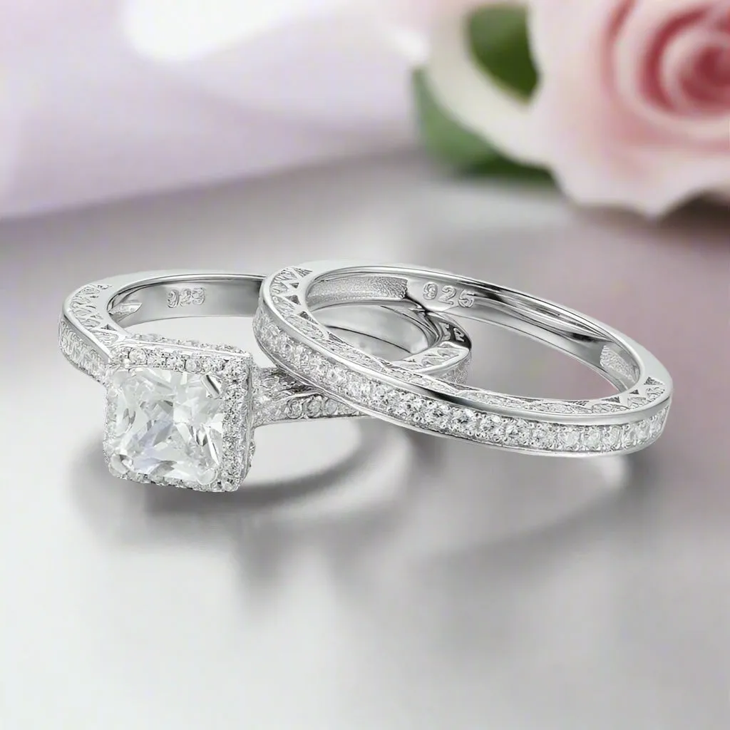 1.5 Ct Princess Cut Diamond Bridal Set