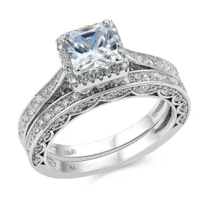 1.5 Ct Princess Cut Diamond Bridal Set