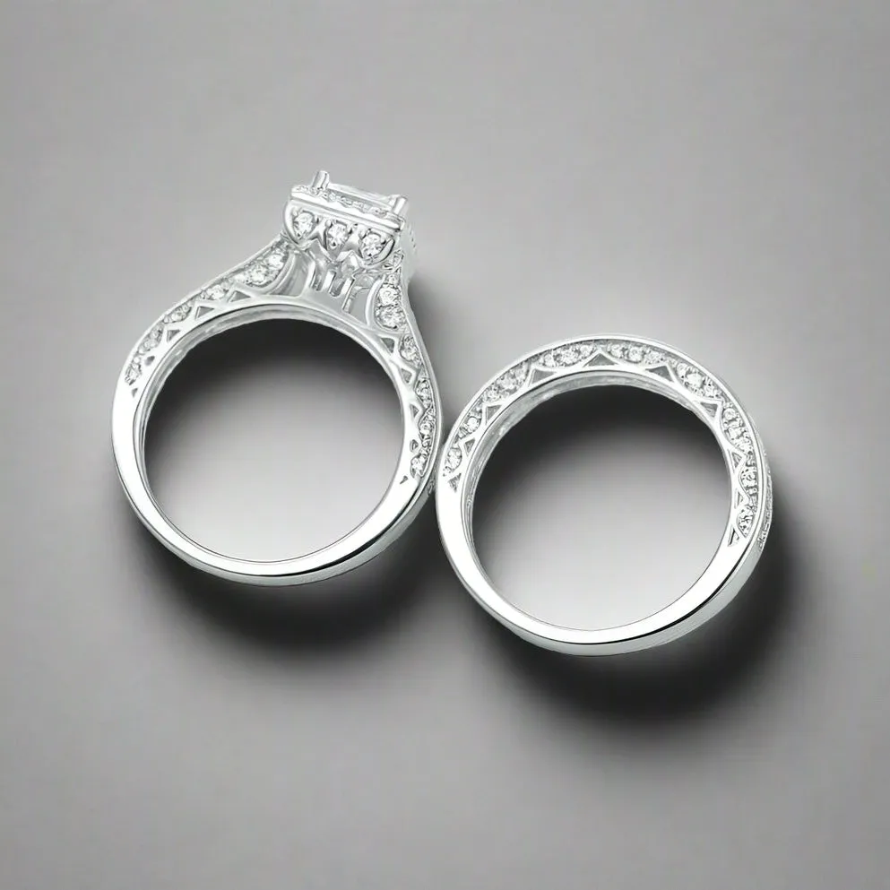 1.5 Ct Princess Cut Diamond Bridal Set