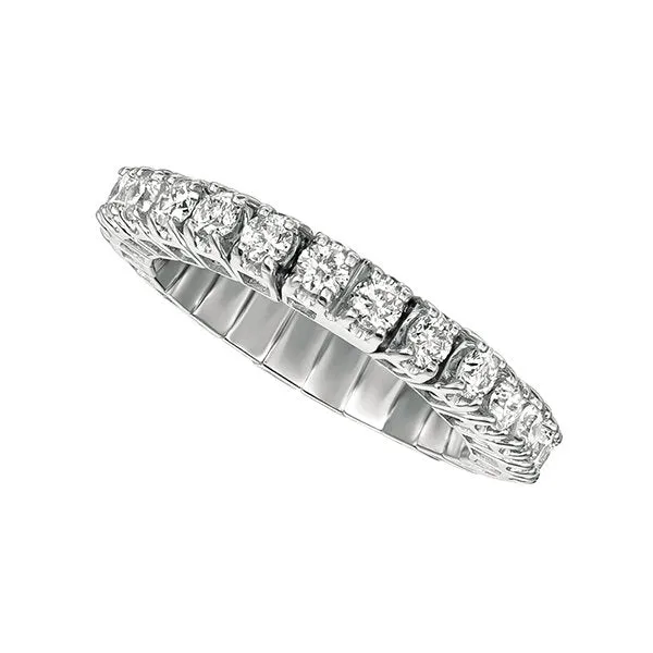 1.55 Carat Natural Diamond Stretchable Eternity Band Ring G SI 14K White Gold