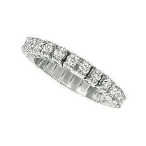 1.55 Carat Natural Diamond Stretchable Eternity Band Ring G SI 14K White Gold