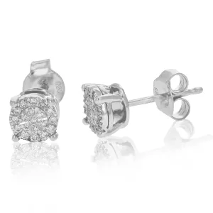 1/6 cttw Lab Grown Halo Diamond Stud Earrings in Sterling Silver
