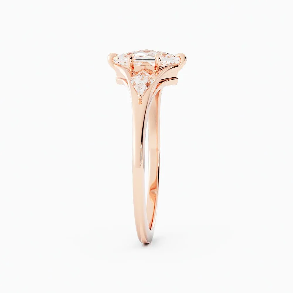 1.8 Salt and Pepper Hexagon Cut Moissanite Engagement Ring 14k Rose Gold