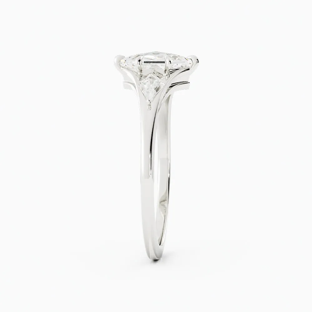 1.8 Salt and Pepper Hexagon Cut Moissanite Engagement Ring 14k White Gold
