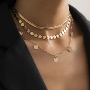 18K Gold-Plated Disc Necklace Set