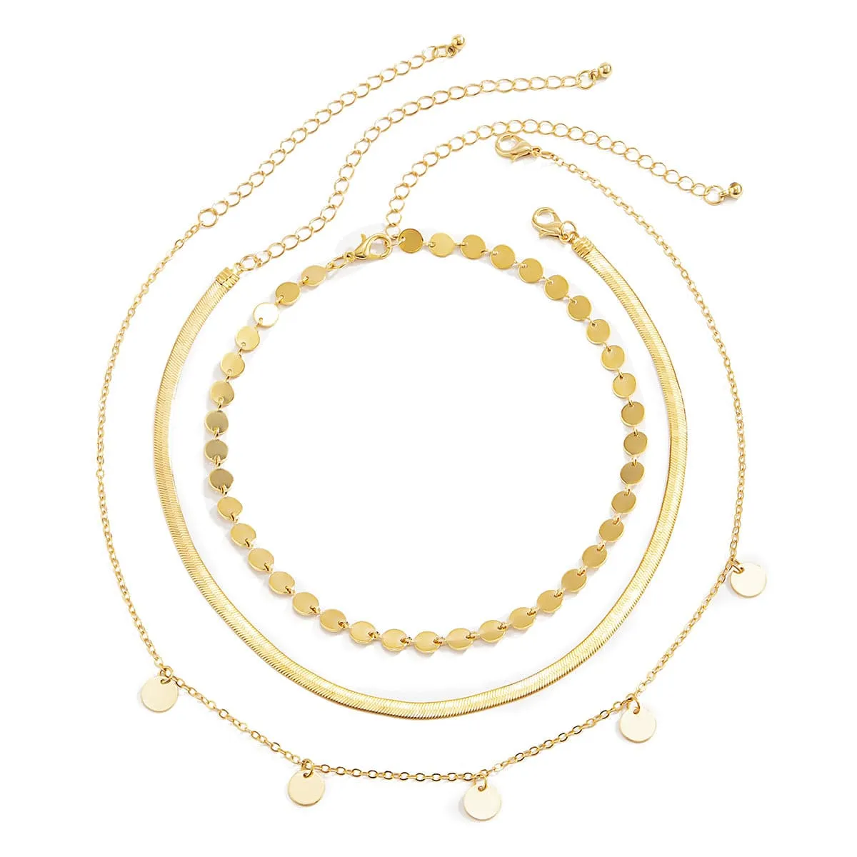 18K Gold-Plated Disc Necklace Set
