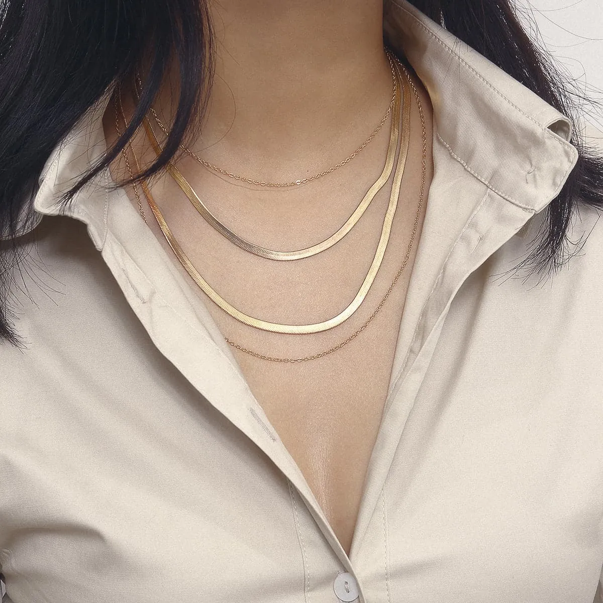18K Gold-Plated Snake Chain Layered Necklace